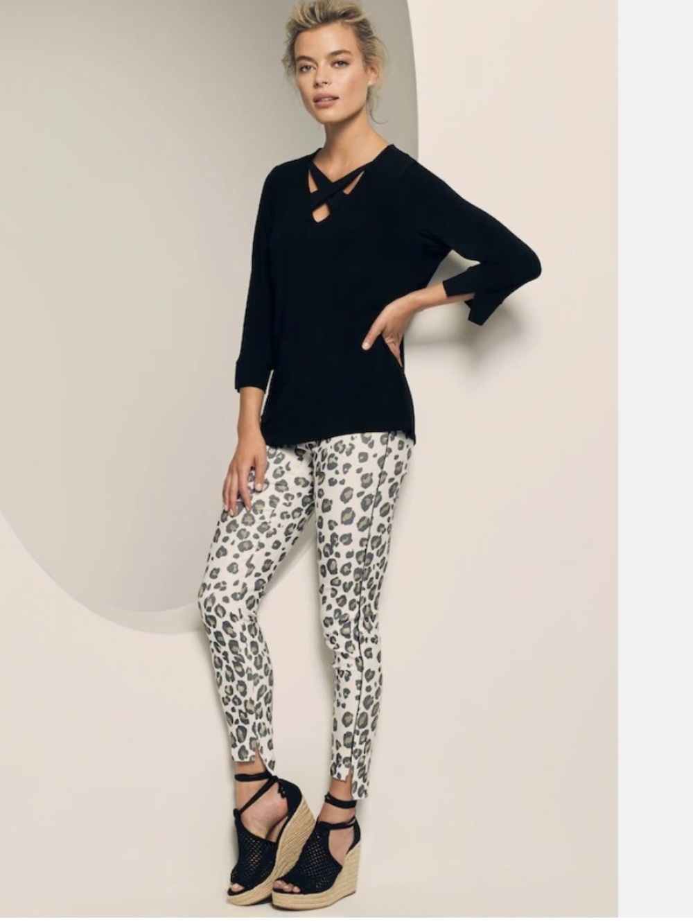 Lisette L Montreal Leopard Animal Print Ankle Pants Size US 2